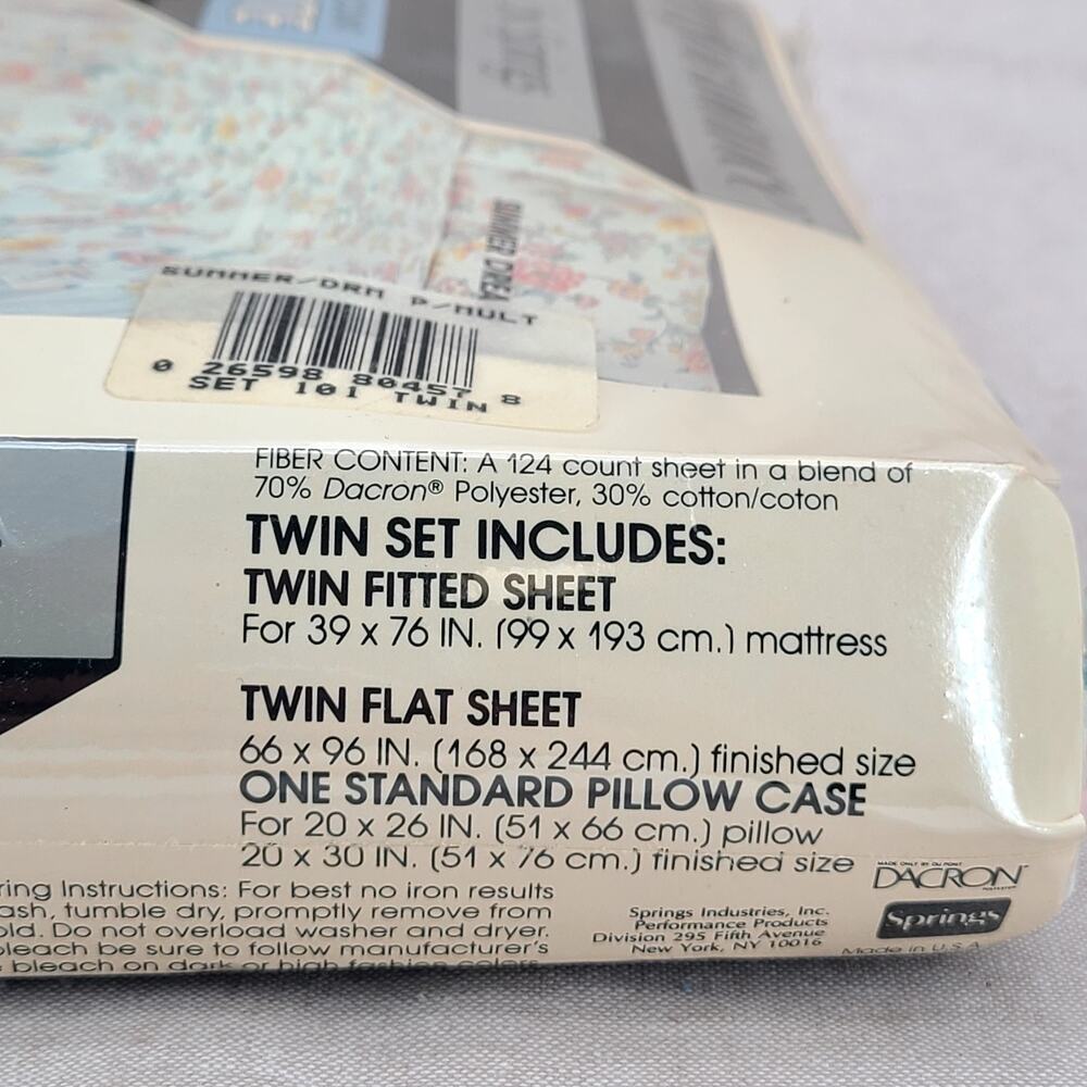 NEW VTG Performance by Springs Summer Dream TWIN Sheet Set No Iron Sealed NOS - Picture 3 of 5